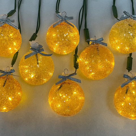 Icy Crystal Ball, 80mm, set of 12, Gold