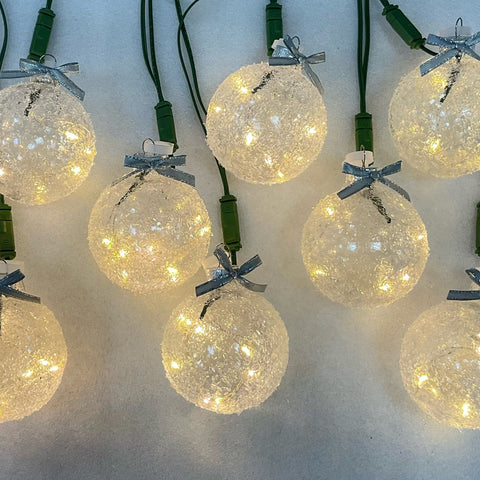 Icy Crystal Ball, 80mm, set of 12, Silver