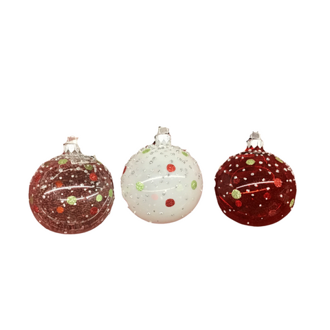 Glittered Polka Dot Ornament (sold individually) - Pick up only