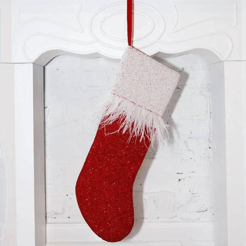 Classic Christmas - Feather Two Toned Santa Stocking (ITES x Sami Riccioli)