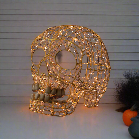 Skull lights installation for halloween party