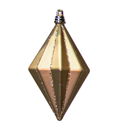 Shatterproof 8'' Finial W/Wire Matte Gold W/Laser Gold Glitter