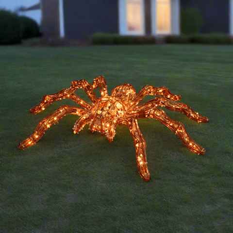 Spider halloween instalation on the grass