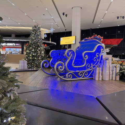 Large Santa Sleigh Prop, LED Lit w/Fiberglass, 79"