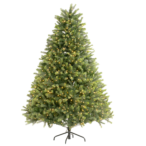 Montauk Fir Supreme Christmas Tree w/LED Lit, Warm White, 7.5'