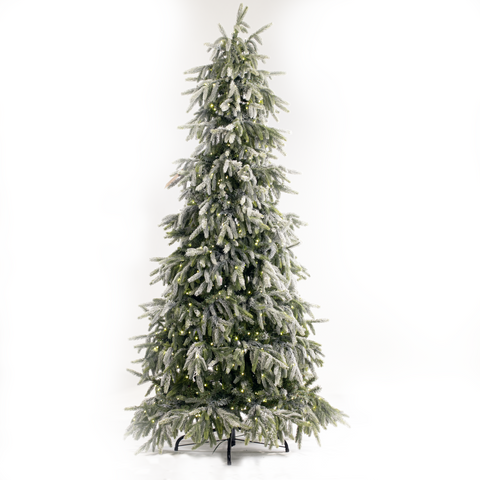 Flocked Tyrol Pine Tree, LED Lit, 9'