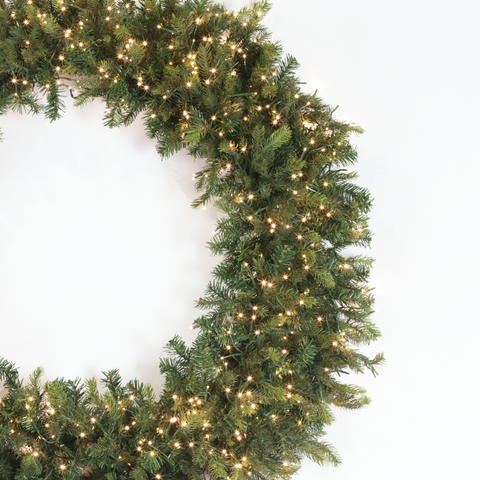 Aspen Pine Wreath w/Firecracker Lights, 48"