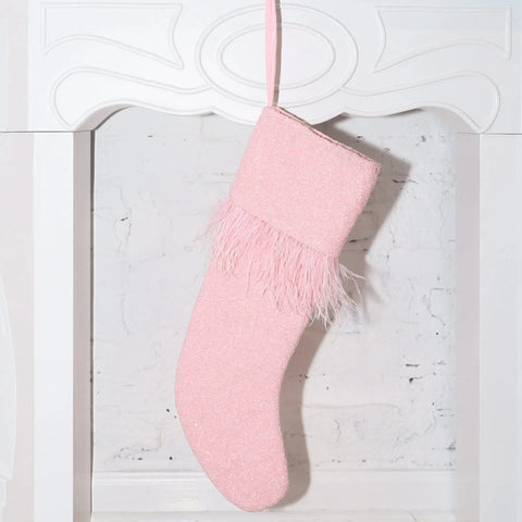 Feather Christmas - Fully Beaded Light Pink Stocking (ITES x Sami Riccioli)