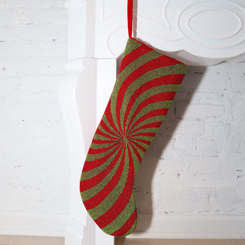 Classic Christmas - Swirl Stocking, Green & Red (ITES x Sami Riccioli)