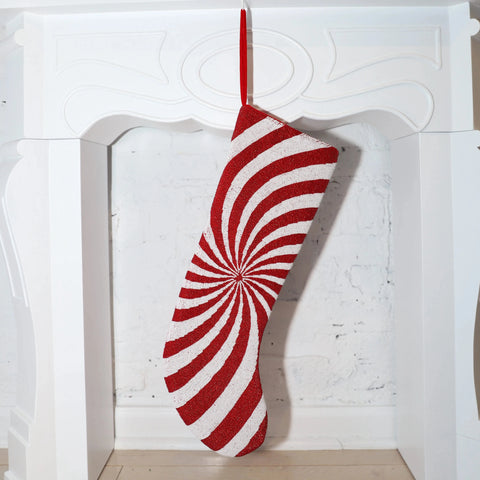 Classic Christmas - Swirl Stocking, Red & White (ITES x Sami Riccioli)