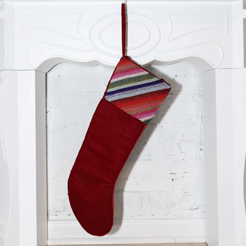 Rainbow Christmas - Stocking w/ Beaded Cuff, Diagonal Stripes (ITES x Sami Riccioli)