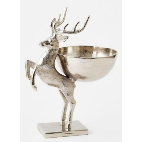 Metal Leaping Stag Bowl, 12.25 x 18"