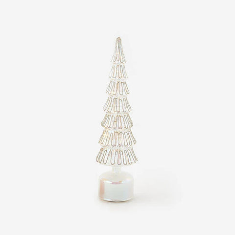 Revolving Glass Tree w/LED Lights, 16.5" (Silver)