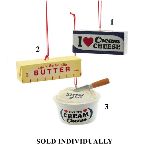 Cream Cheese & Butter Ornaments, 2.8-3.25" (3 styles - sold individually)