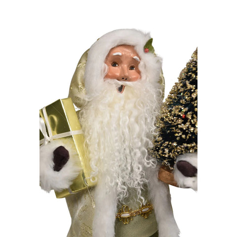 Gold Sparkle Santa Caroler Figurine, 13"