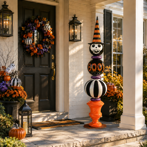 Jumbo Halloween Finial, 75" (Orange/Black/White/Purple)