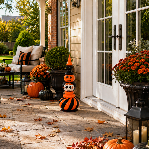 Jumbo Pumpkin Finial, 32" (Shiny Orange W/Black Glitter)