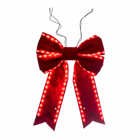 Red Velvet LED Outdoor Christmas Bow, 18 x 23"