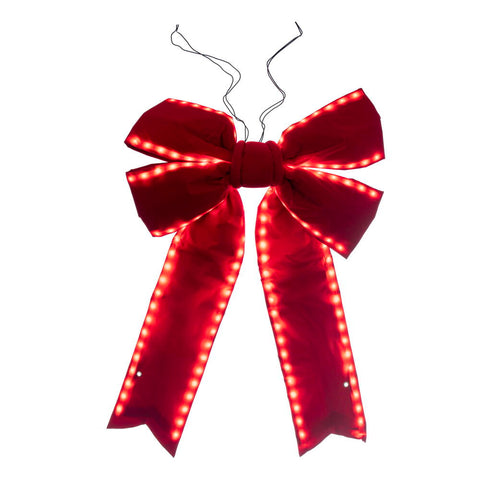 Red Velvet LED Outdoor Christmas Bow, 24" x 30"