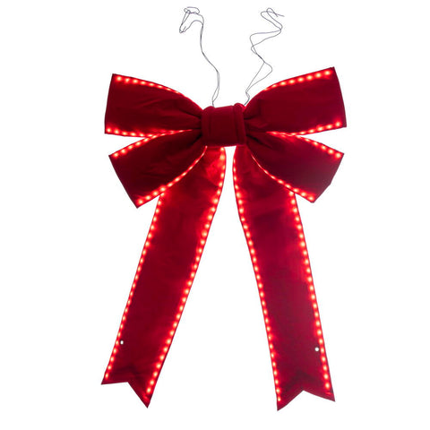 Red Velvet LED Outdoor Christmas Bow, 36" x 45"