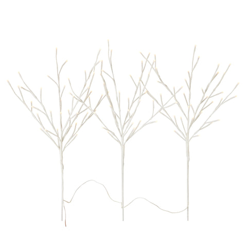 White Lighted Connected Iced Branch w/108 White Lights, 28"