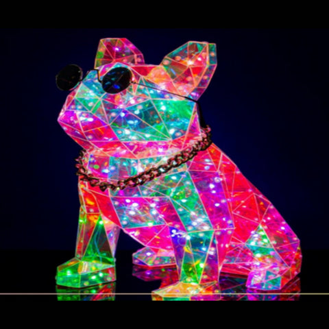 Prismatic Iridescent French Bulldog with Sunglasses, 15.75"