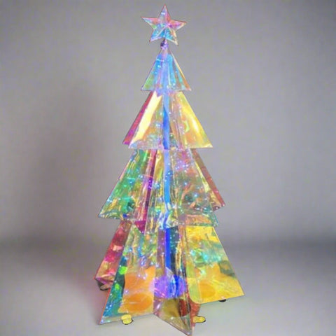 Prismatic Iridescent Hexagonal Layered Traditional Christmas Tree, 47.3"