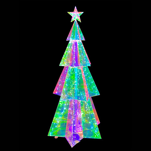 Prismatic Iridescent Layered Traditional Christmas Tree, 70"