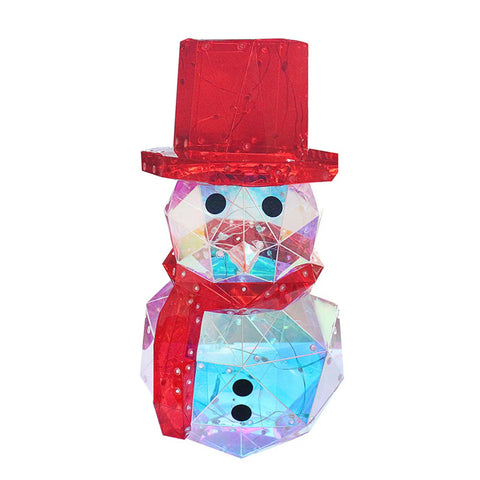 Prismatic Iridescent Snowman w/Red Top Hat and Scarf, 15.75"