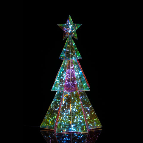 Prismatic Iridescent Layered Traditional Christmas Tree, 14.65"