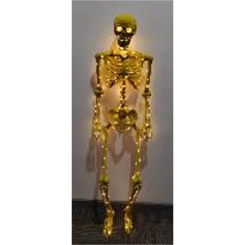 Halloween Flocked Green Skeleton w/Rice Lights (LCD Eyes)