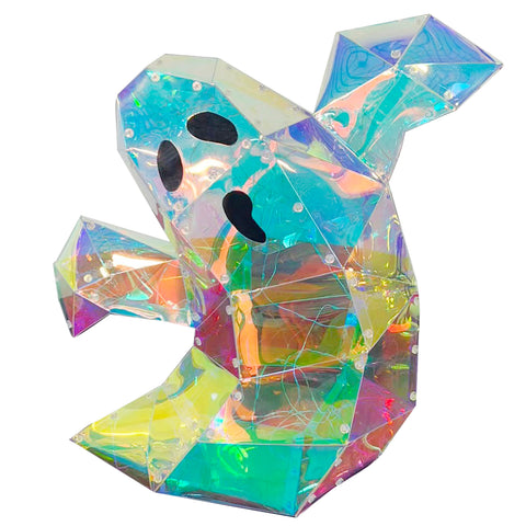 Prismatic Iridescent Halloween Ghost (White fairy lights) 13.8"