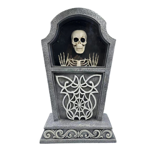 Halloween Animated LED Tombstone w/Spiderweb (Blue LEDs)