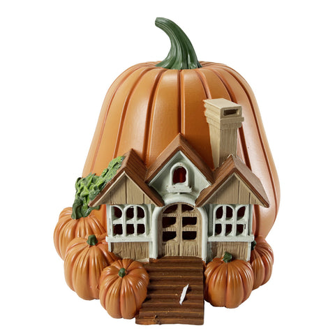 Hand Painted Pumpkin Village House w/Beige House