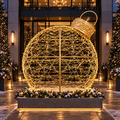 Large 3D Ornament Struct, LED Lit, 12ft