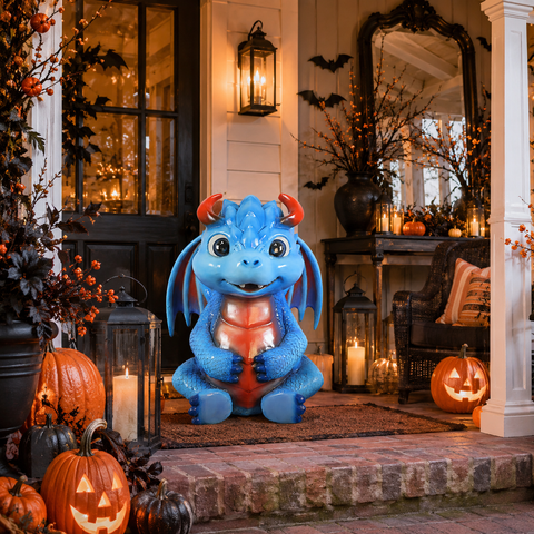 Large Blue Frost Dragon Figure, 28"