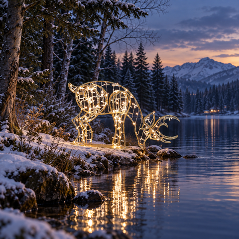 Large Bowing Deer Figure, LED Lit, 75"