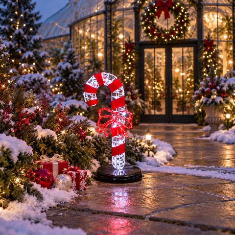 Large Candy Cane Decoration, LED Lit (White), 3ft / 6ft