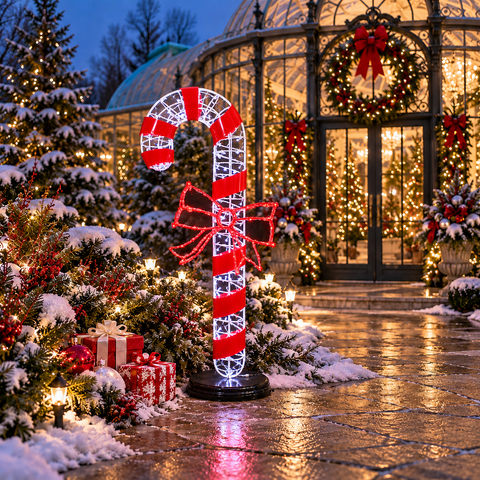Large Candy Cane Decoration, LED Lit (White), 3ft / 6ft