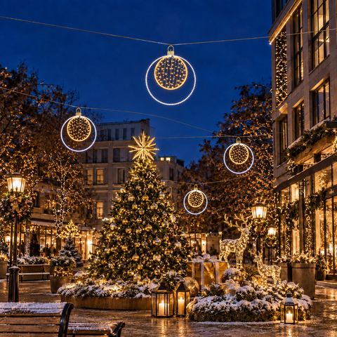 Large Circle Decoration 1, LED Lit (Warm White/White), 59"