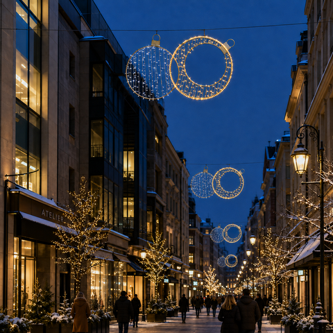 Large Circle Decoration 2, LED Lit (Warm White/White), 59"