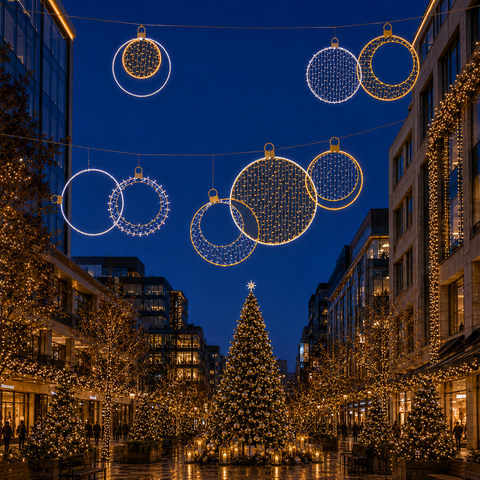 Large Circle Decoration 2, LED Lit (Warm White/White), 59"