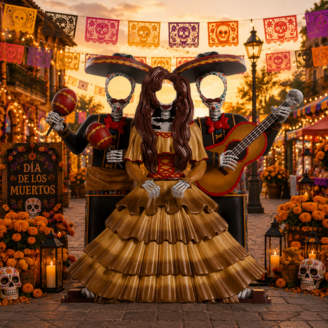 Large Day of the Dead Mariachi Photo Op Display, 183"