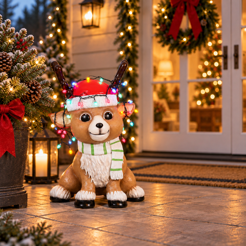 Large Fiberglass Baby Deer w/Lights Figure, 28"
