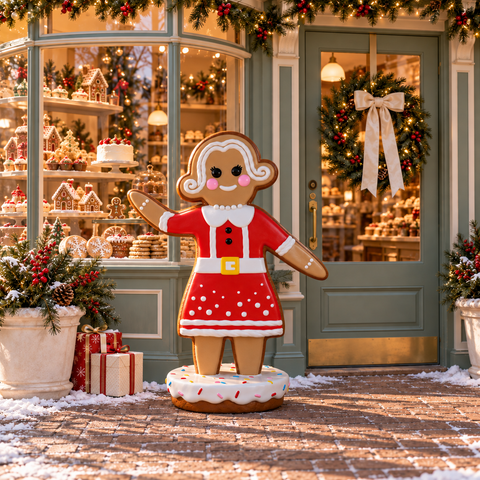 Large Fiberglass Emma the Gingerbreadwoman Figure, 67"