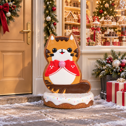 Large Fiberglass Gingerbread Kitten Figure, 43"