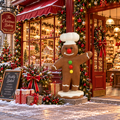 Large Fiberglass Gingerbread Man Figure, 63"