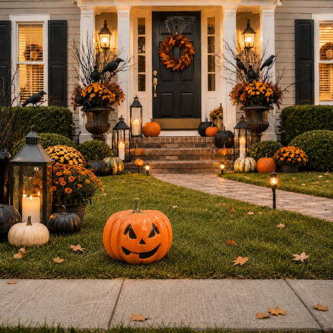Large Fiberglass Jack O' Lantern Pumpkin Figure, 20" (2 styles - sold individually)