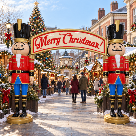 Large Fiberglass Nutcracker Archway Prop, 138"