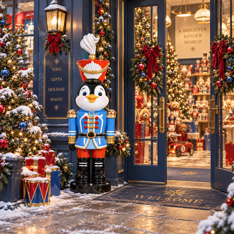 Large Fiberglass Penguin Nutcracker Figure, 62"